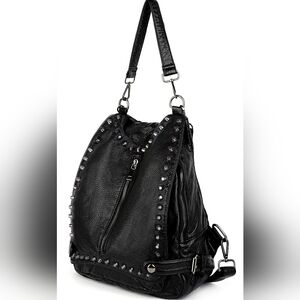 Studded Black High Quality Soft Synthetic Leather Shoulder Bag